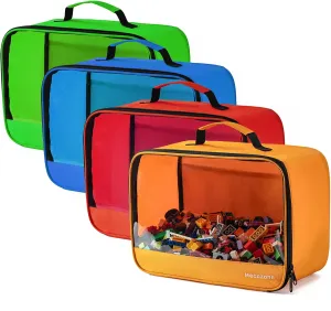 4 PCS Toys Storage Bag, Classic Bricks Building Set Storage Bag, Travel Case for Building Toys, Puzzles,X Large Size