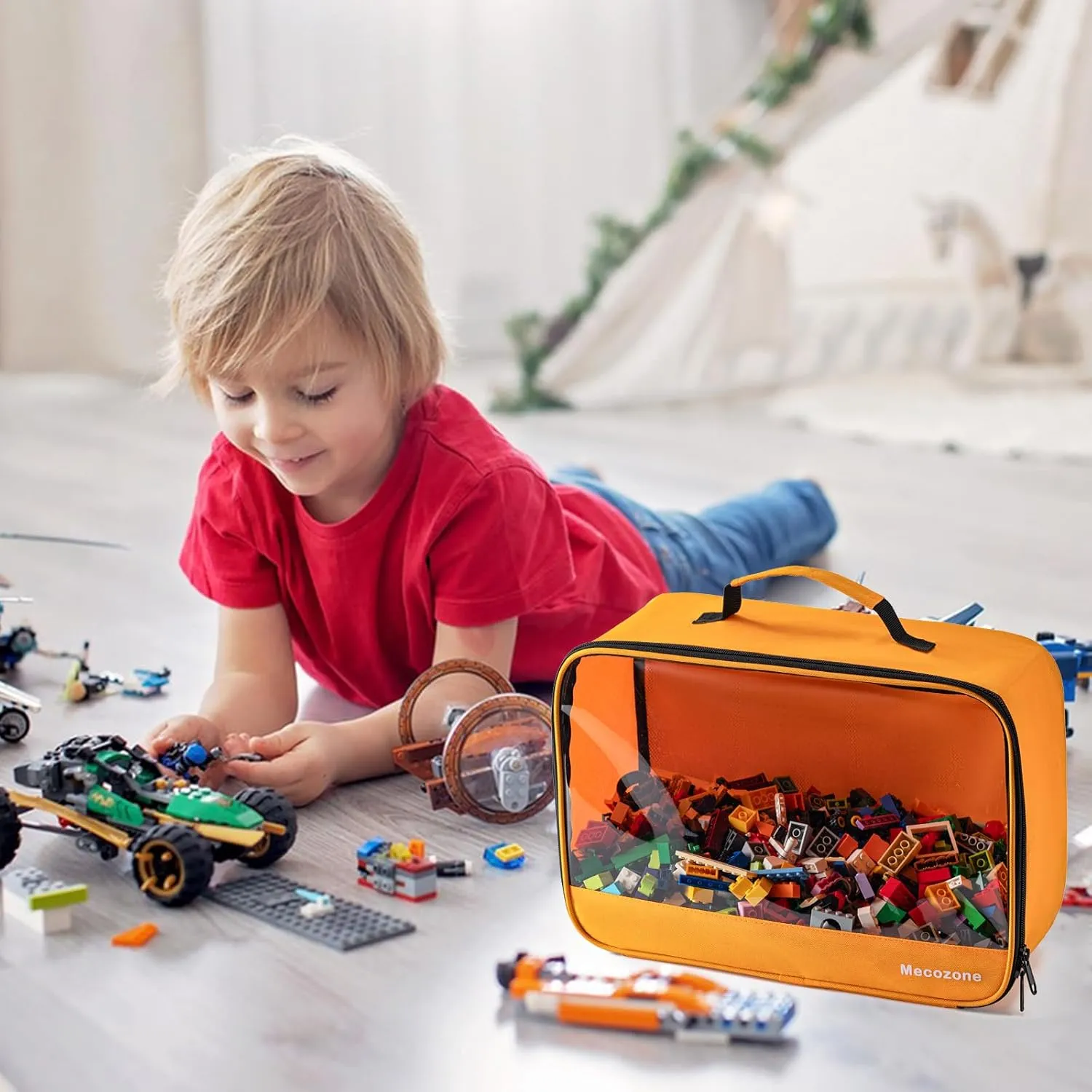 4 PCS Toys Storage Bag, Classic Bricks Building Set Storage Bag, Travel Case for Building Toys, Puzzles,X Large Size