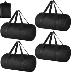 4 Pieces Duffle Bag 37L Large Foldable Gym Bag Travel Duffel Waterproof Lightweight Sports Duffel Weekender for Men Women Workout Fitness Hiking and Camping, Black