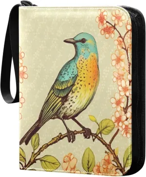 4 Pocket Card Binder with 50 Removable Sleeves Bird Painting Design Trading Card Binder Collector Card Album for 400 Game Sports Cards