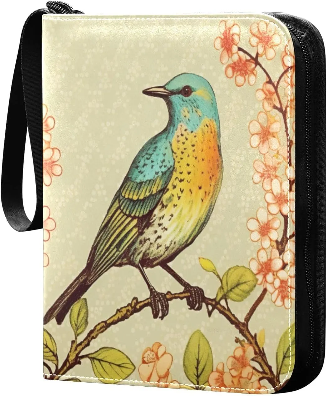 4 Pocket Card Binder with 50 Removable Sleeves Bird Painting Design Trading Card Binder Collector Card Album for 400 Game Sports Cards