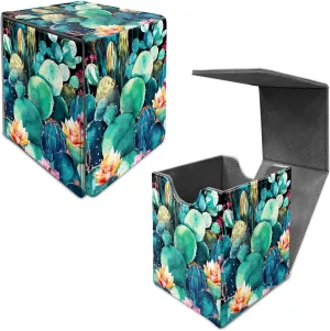 4.13x3.07x3.26 inch Card Deck Box Trading Cards Storage Box with Strong Magnet Premium Case Commander Deck Box Storage Cover for TCG CCG Magic Cards,Colorful Cactus