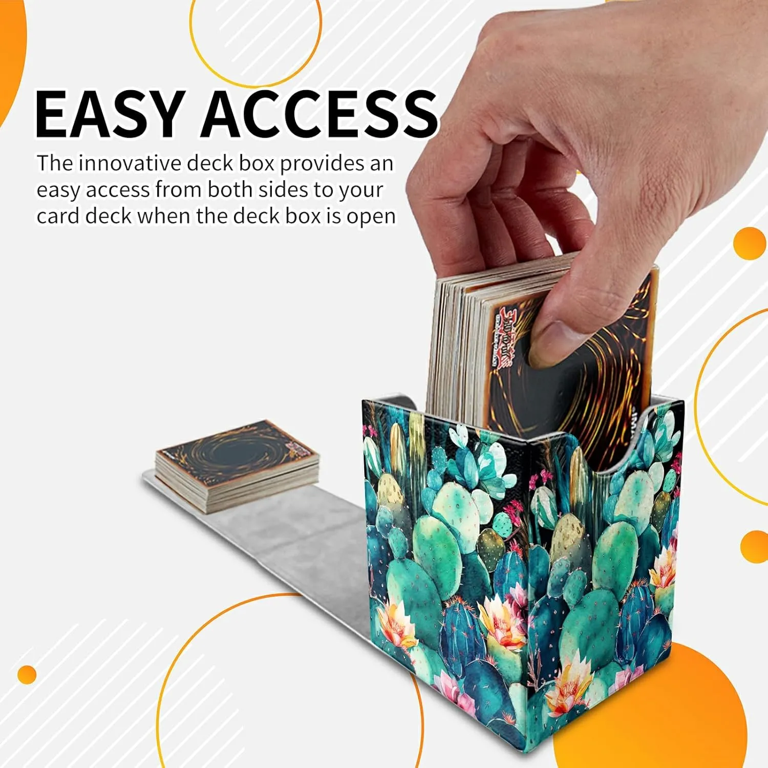 4.13x3.07x3.26 inch Card Deck Box Trading Cards Storage Box with Strong Magnet Premium Case Commander Deck Box Storage Cover for TCG CCG Magic Cards,Colorful Cactus