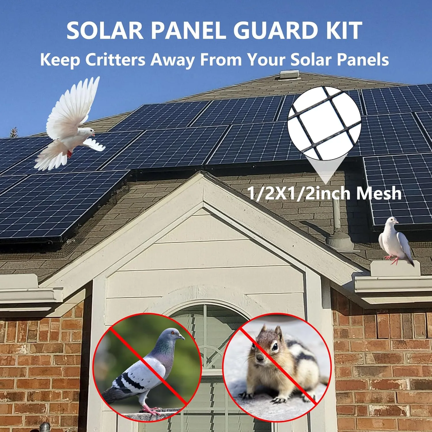4in X 100ft Critter Guard for Solar Panels, 1/2inch PVC Coated Solar Panel Guard, Wire Mesh Roll Kit for Solar Panels, Black Pigeon Barrier Netting (Only Solar Panel Mesh, No Clips)