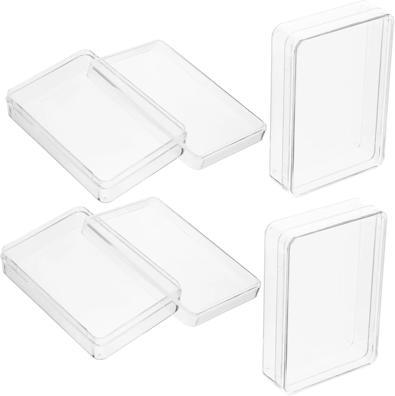 4Pcs Clear Plastic Playing Card Boxes Gaming Card Box with Smooth Inner Surface for Poker Decks Easy Open Lid Storage for