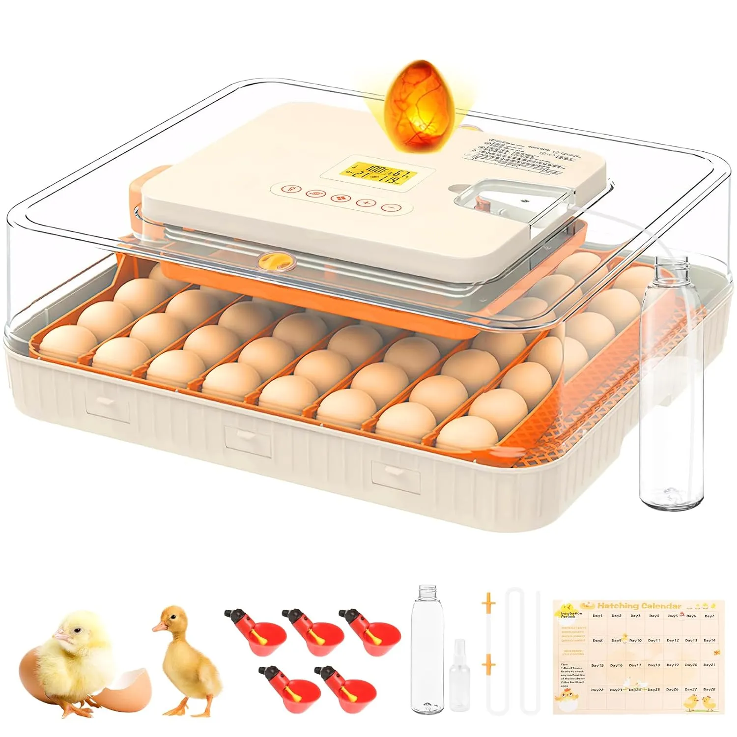56 Egg Incubator for Hatching Eggs, Egg Incubators with Automatic Egg Turning, Temperature and Humidity Control, Egg Candler, Automatic Water Bottle Refill, Incubator for Chicken, Ducks, Goose