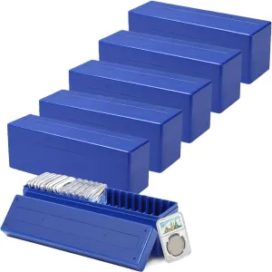 6 Pcs Blue Coin Slab Storage Box with 20 Slot, Plastic Coin Storage Cases Set for 120 Coin Slabs, Coin Holder Organizer Boxes Compatible with PCGS NGC PMGab Coin Holders(Include Boxes Only)