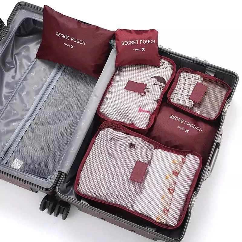 6 Pcs Travel Storage Bag, Clothes Tidy Organizer, Wardrobe Suitcase Pouch Travel Organizer, Shoe Packing Cube Bag, Secret Pouch Bag