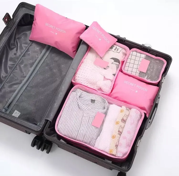 6 Pcs Travel Storage Bag, Clothes Tidy Organizer, Wardrobe Suitcase Pouch Travel Organizer, Shoe Packing Cube Bag, Secret Pouch Bag