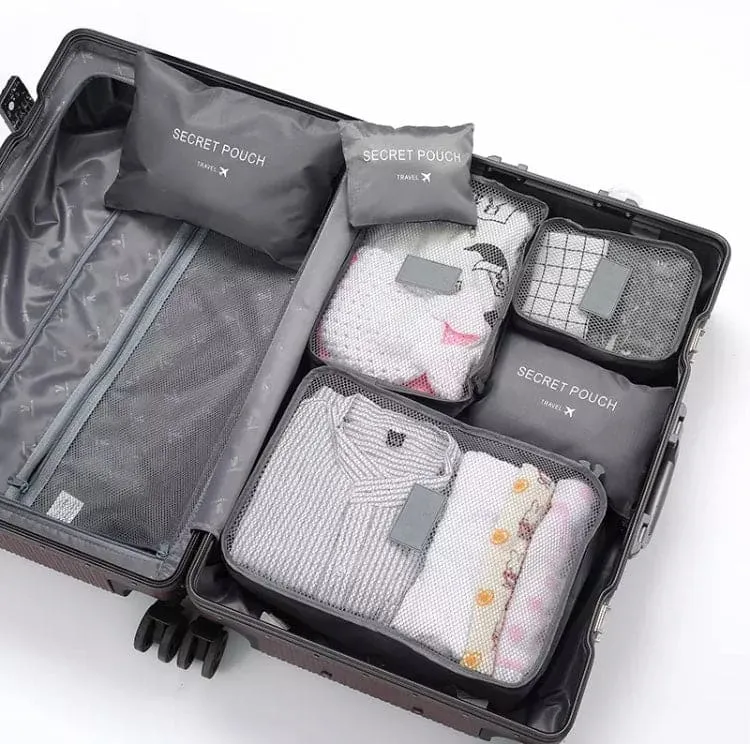 6 Pcs Travel Storage Bag, Clothes Tidy Organizer, Wardrobe Suitcase Pouch Travel Organizer, Shoe Packing Cube Bag, Secret Pouch Bag