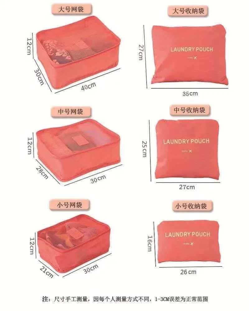 6 Pcs Travel Storage Bag, Clothes Tidy Organizer, Wardrobe Suitcase Pouch Travel Organizer, Shoe Packing Cube Bag, Secret Pouch Bag
