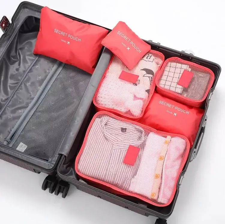 6 Pcs Travel Storage Bag, Clothes Tidy Organizer, Wardrobe Suitcase Pouch Travel Organizer, Shoe Packing Cube Bag, Secret Pouch Bag