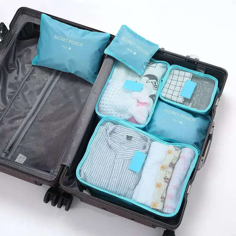 6 Pcs Travel Storage Bag, Clothes Tidy Organizer, Wardrobe Suitcase Pouch Travel Organizer, Shoe Packing Cube Bag, Secret Pouch Bag