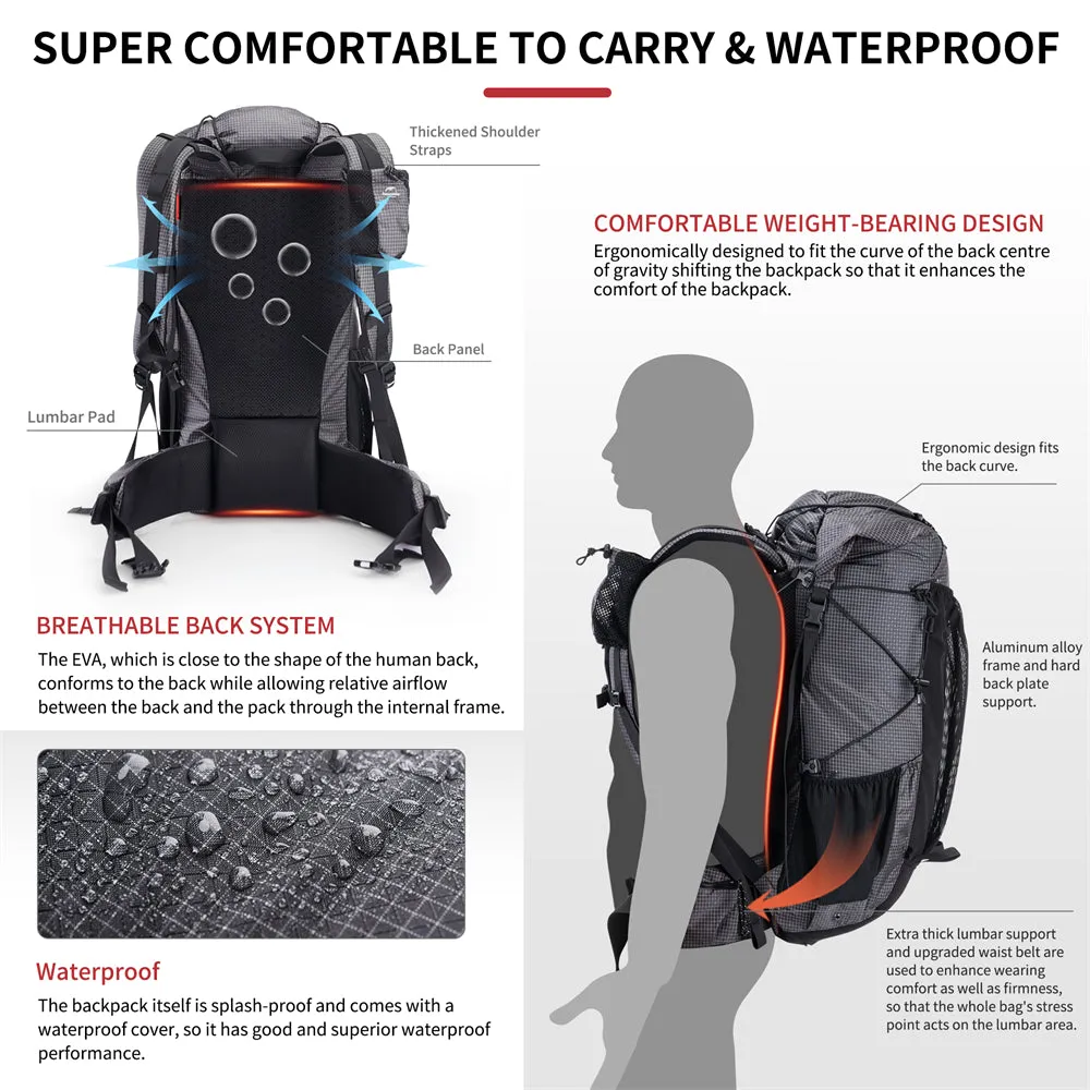 60L 5L Multifunctional Mountain Bag with Rain Cover