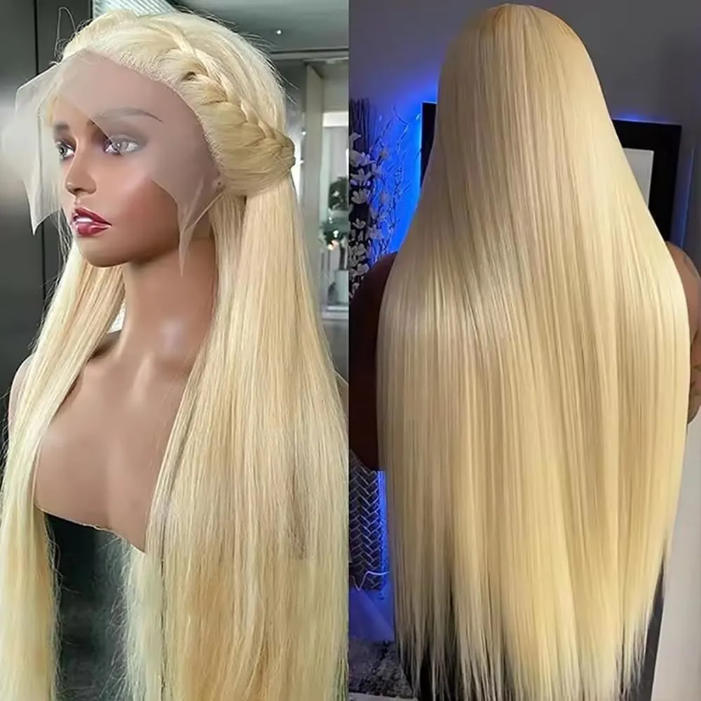 613 Lace Front Wig Human Hair Blonde 13X6 HD Transparent Lace Front Wigs Human Hair 200% Density Blonde Glueless Wigs Human Hair 613 Straight HD Lace Frontal Wig Pre Plucked 30 Inch