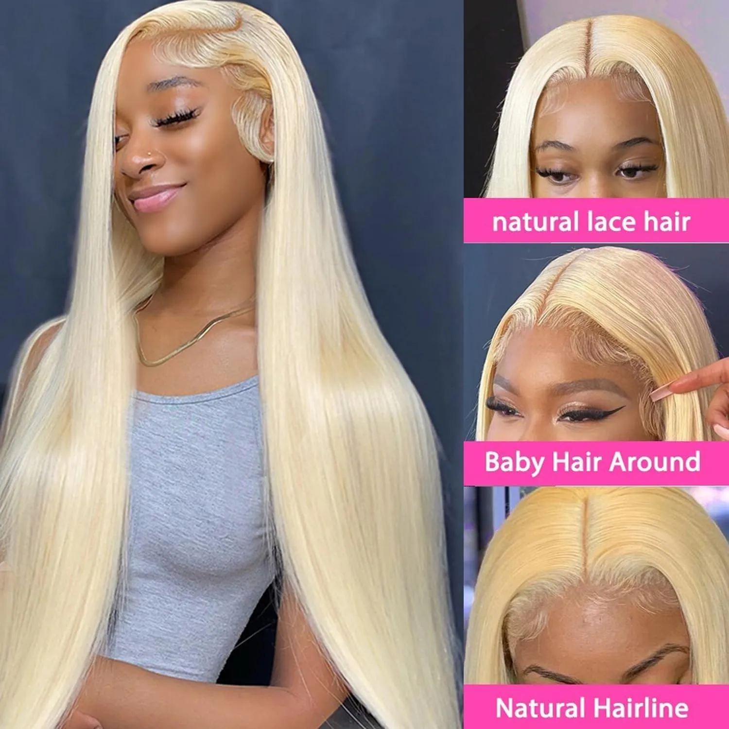 613 Lace Front Wig Human Hair Blonde 13X6 HD Transparent Lace Front Wigs Human Hair 200% Density Blonde Glueless Wigs Human Hair 613 Straight HD Lace Frontal Wig Pre Plucked 30 Inch