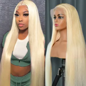 613 Lace Front Wig Human Hair Blonde 13X6 HD Transparent Lace Front Wigs Human Hair 200% Density Blonde Glueless Wigs Human Hair 613 Straight HD Lace Frontal Wig Pre Plucked 30 Inch
