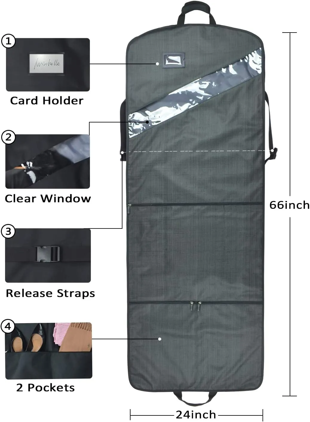 66'' Tri-fold Extra Long Dress Garment Bag, Premium & Breathable Tear-resistant Hanging Suit Cover for Travel and Storage (TARTAN)
