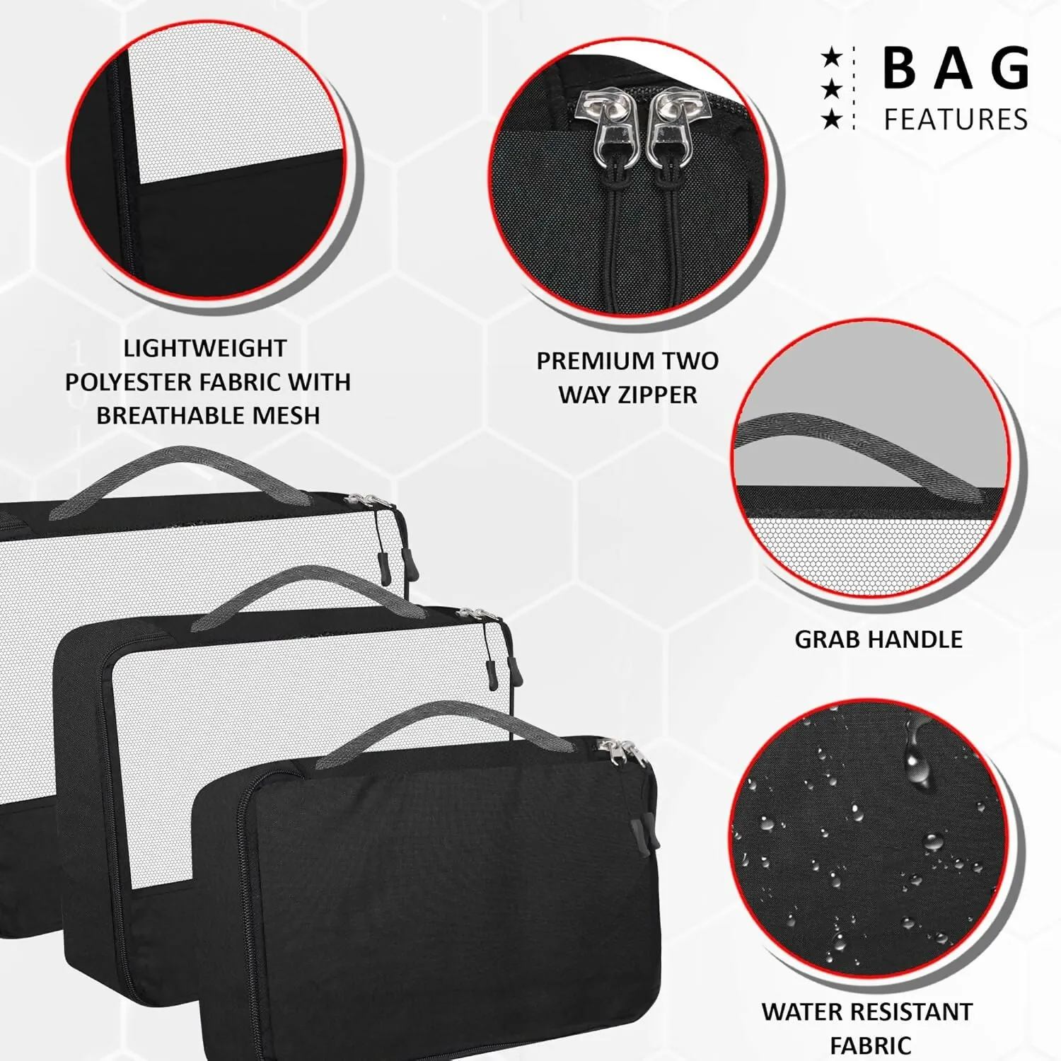 7-Piece Polyester Travel Organizer Set Packing Cubes Cosmetic Pouch (Multi Colors)