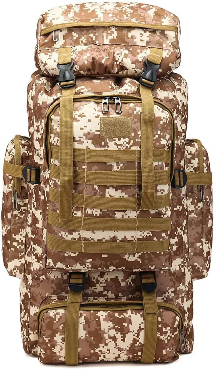 80 Tactical Backpack Men's and Women's Outdoor Sports Hiking Bag Travel Backpack L Large Capacity Waterproof, Jungle Camouflage