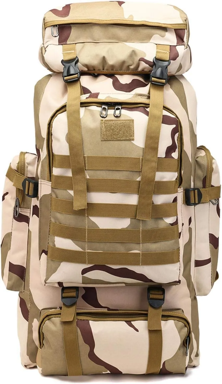 80 Tactical Backpack Men's and Women's Outdoor Sports Hiking Bag Travel Backpack L Large Capacity Waterproof, Jungle Camouflage