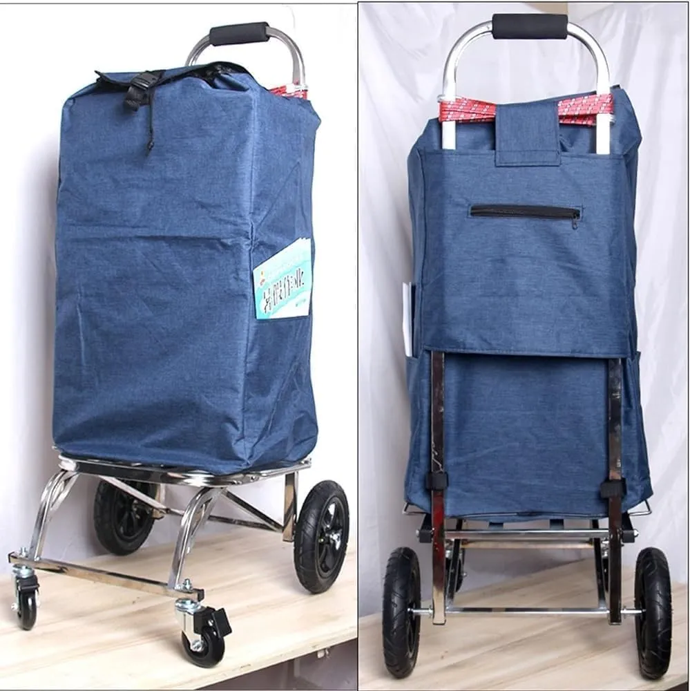 80L Trolley Replacement Bag - Shopping Trolley Replacement Bag with Side Pockets, Oxford Cloth Waterproof Storage Bag, Easy Clean Replacement Bag, Large Capacity Replacement Bag(B)