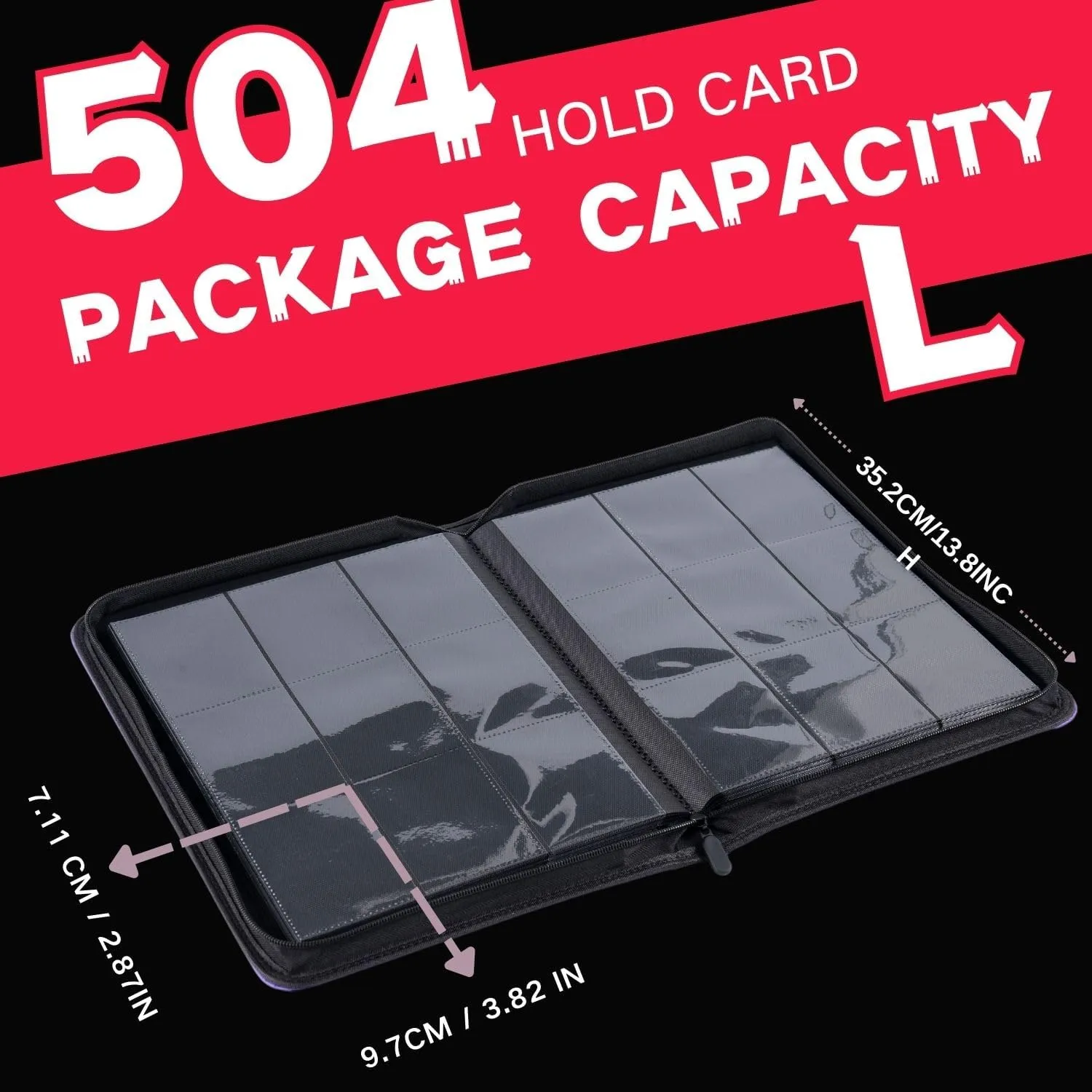 9-Pocket Card Binder for Lorcana Cards, Holds 504 Cards and Sleeves, Compatible with Lorcana TCG and Other Trading Cards (RED)