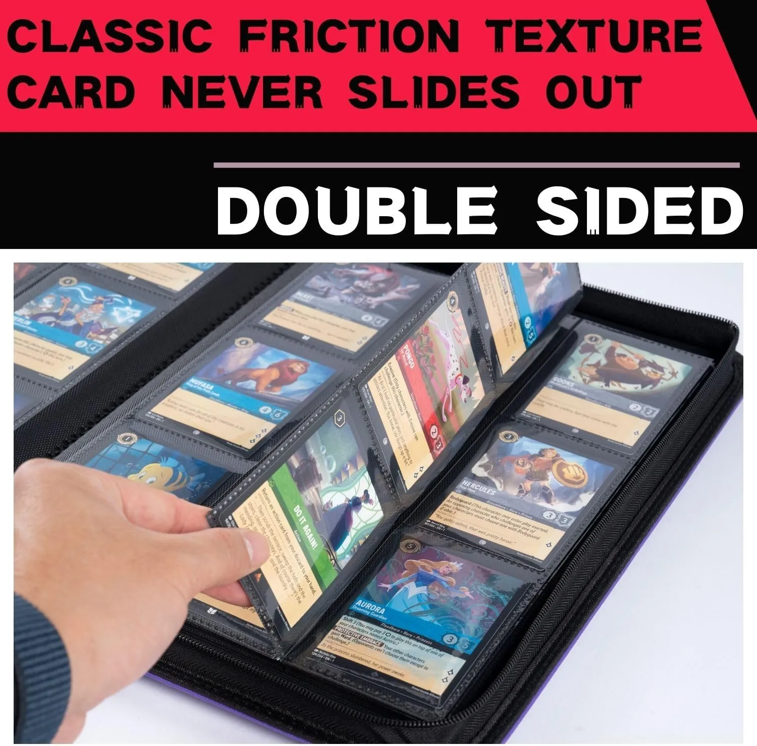 9-Pocket Card Binder for Lorcana Cards, Holds 504 Cards and Sleeves, Compatible with Lorcana TCG and Other Trading Cards (RED)