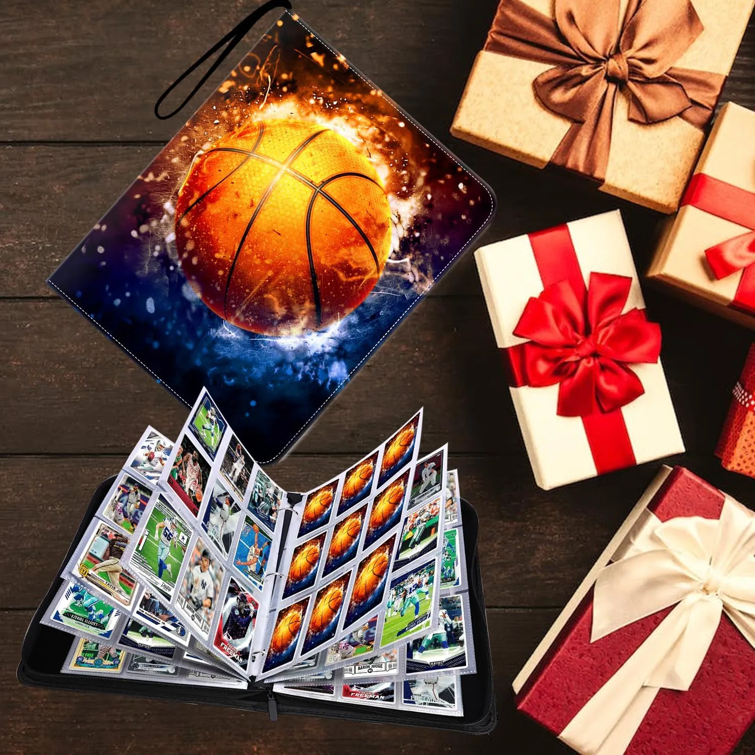 900 Pockets Basketball Card Binder, Basketball Trading Cards Display Case with Basketball Card Sleeves Card Holder Protectors Set for Basketball Cards, Sports Cards, Game Cards Collector Album