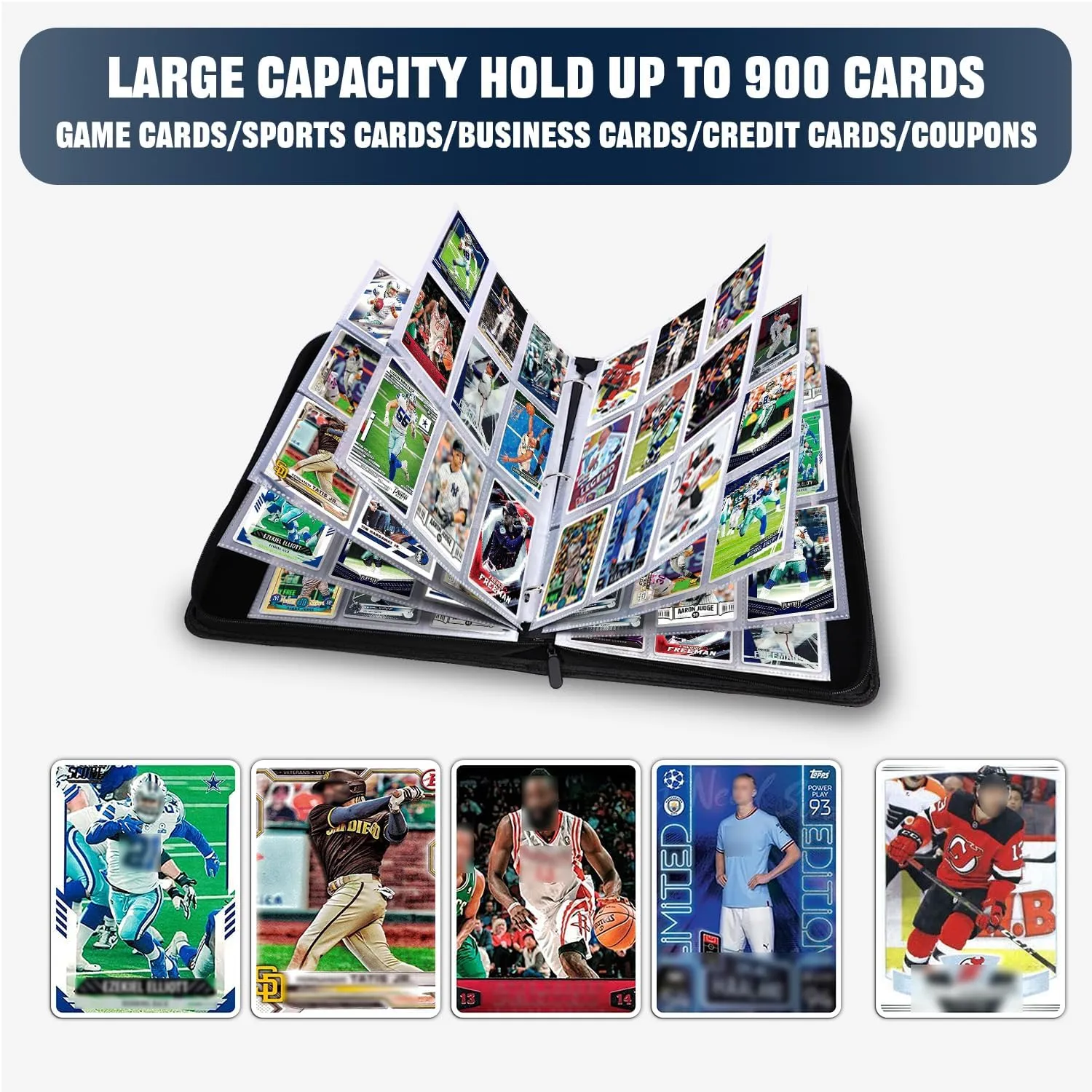 900 Pockets Basketball Card Binder, Basketball Trading Cards Display Case with Basketball Card Sleeves Card Holder Protectors Set for Basketball Cards, Sports Cards, Game Cards Collector Album