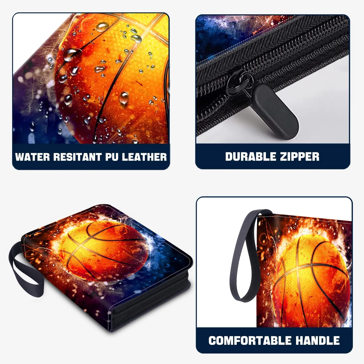 900 Pockets Basketball Card Binder, Basketball Trading Cards Display Case with Basketball Card Sleeves Card Holder Protectors Set for Basketball Cards, Sports Cards, Game Cards Collector Album