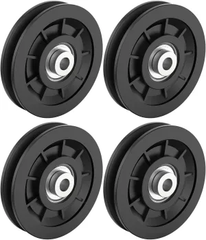 90mm/3.5" Universal Nylon Bearing Pulley-Wheel Replace for Home Gym Equipment Part Cable Machine, Wearproof Abration Bearing Wheel, Gym Equipment and Garage Door Pulley System