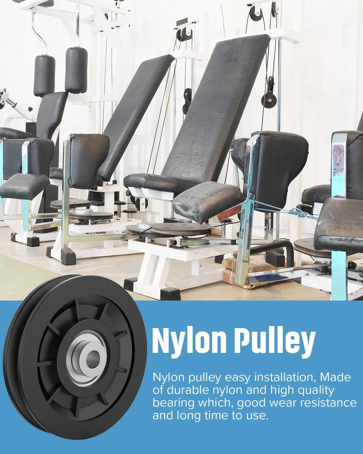 90mm/3.5" Universal Nylon Bearing Pulley-Wheel Replace for Home Gym Equipment Part Cable Machine, Wearproof Abration Bearing Wheel, Gym Equipment and Garage Door Pulley System
