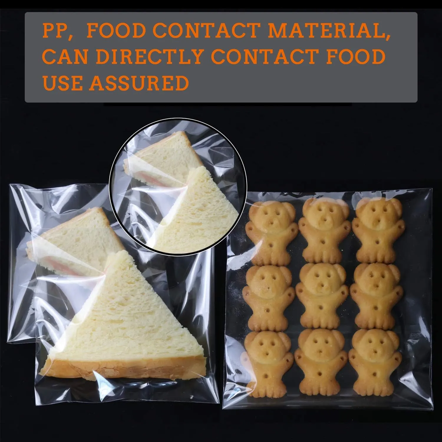 950 PCS Clear Resealable Cellophane Bags 4 Sizes with 3.5×5，3.9×5.9, 5×6.6, 5.9×9 Inches Good for Bakery, Snacks, Candle, Soap, Cookie, Jewelry, Cards