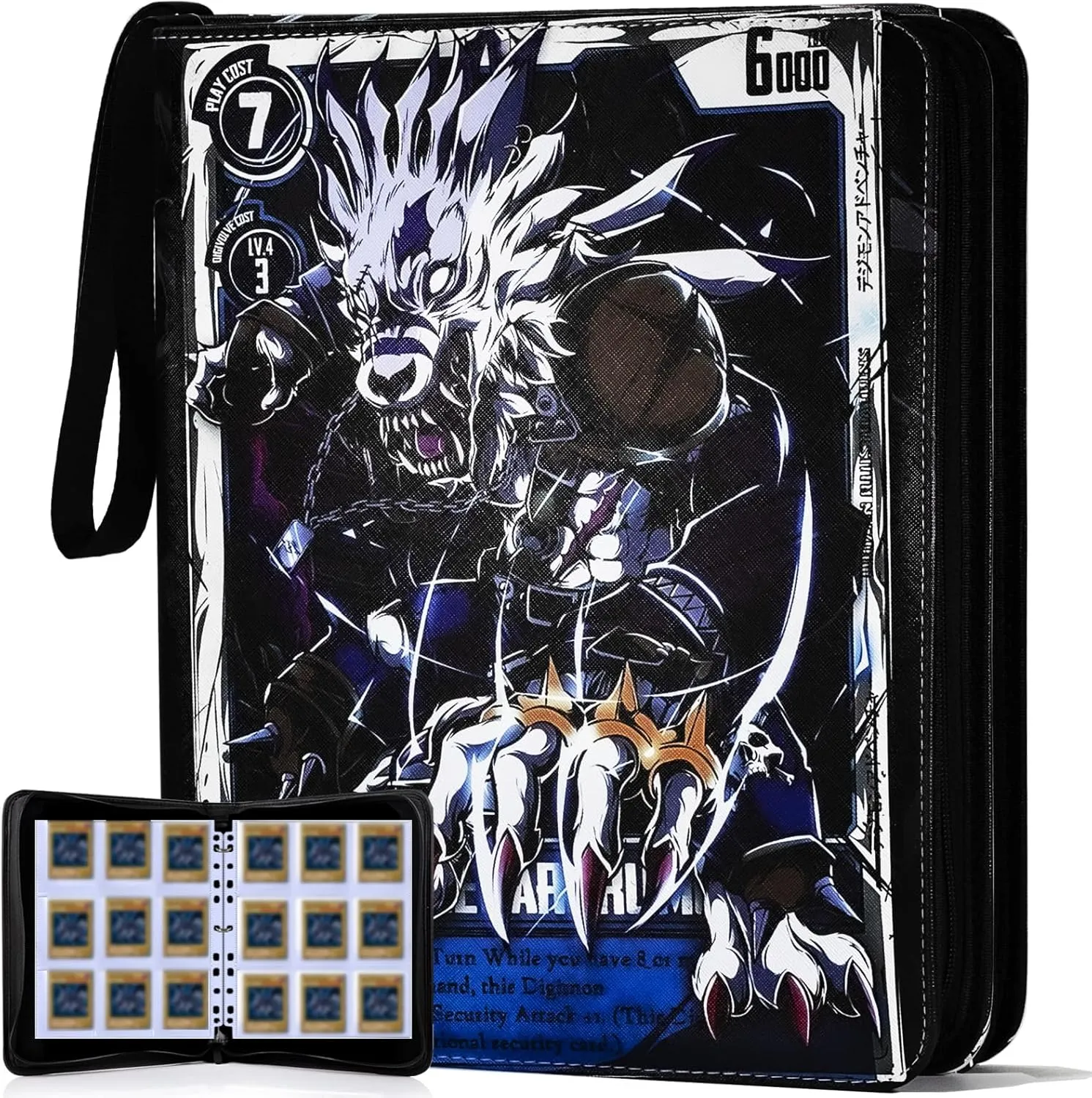 990 Trading Card Binder Album Holder Pages Folder Protector for DGM Trading Cards Digital Monsters TCG - Toploading 3 Ring Zip Card Binder Album DGM
