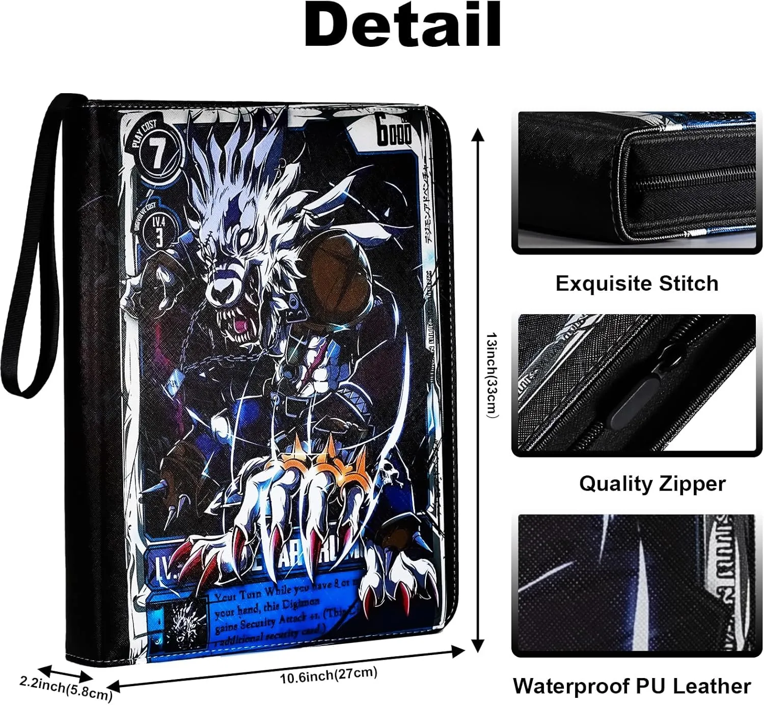 990 Trading Card Binder Album Holder Pages Folder Protector for DGM Trading Cards Digital Monsters TCG - Toploading 3 Ring Zip Card Binder Album DGM