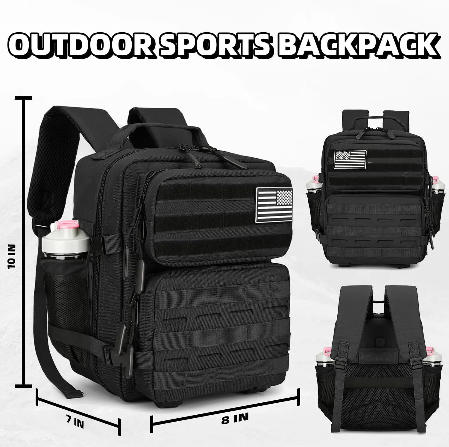 9L Mini Tactical Backpack Daily Use Backpack Fitness Backpack Cycling Backpack (Black)