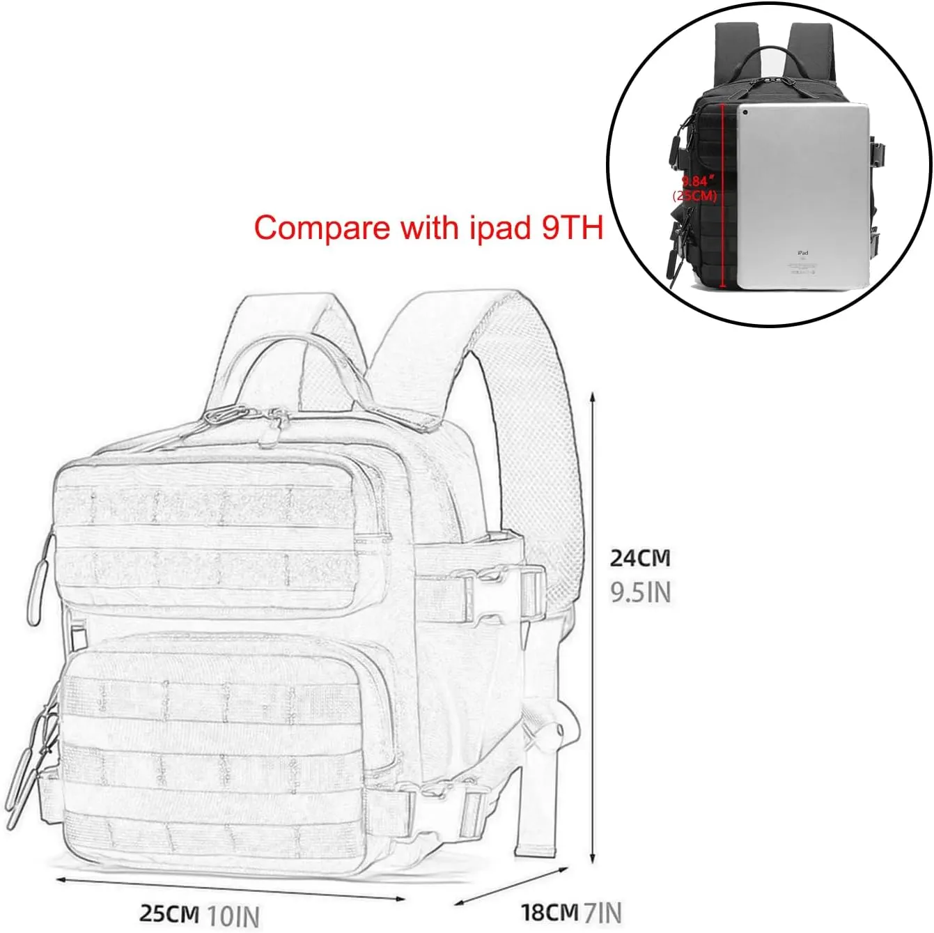 9L Mini Tactical Backpack Men Women Small Assault Rucksack Water-proof GYM Hiking Bug Out Bag with molle attachments (Pink)