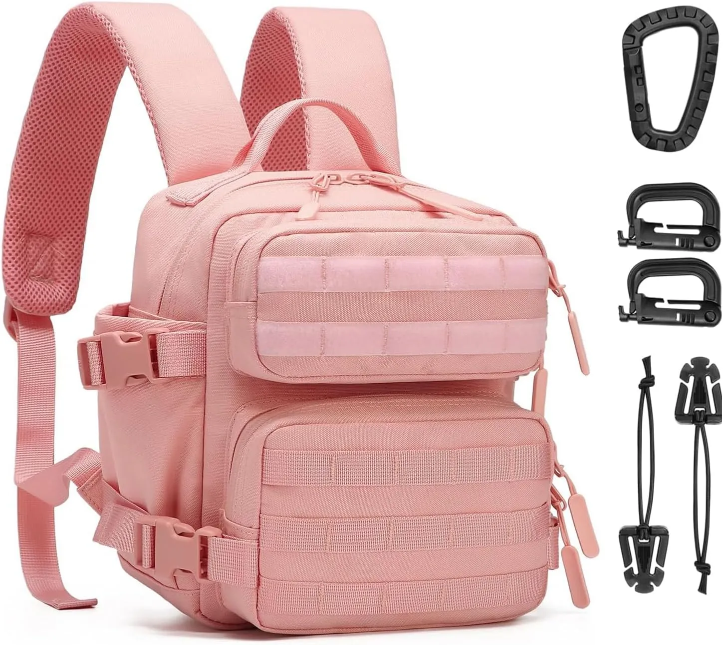9L Mini Tactical Backpack Men Women Small Assault Rucksack Water-proof GYM Hiking Bug Out Bag with molle attachments (Pink)