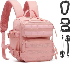 9L Mini Tactical Backpack Men Women Small Assault Rucksack Water-proof GYM Hiking Bug Out Bag with molle attachments (Pink)