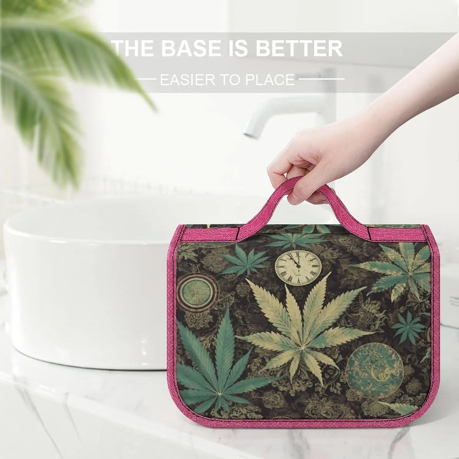 A Puff in Time Weed Marijuana Travel Toiletry Bag for Women,Hanging Toiletry Organizer with Hook, Makeup Bag Travel Organizer for Shampoo,Toiletriesl