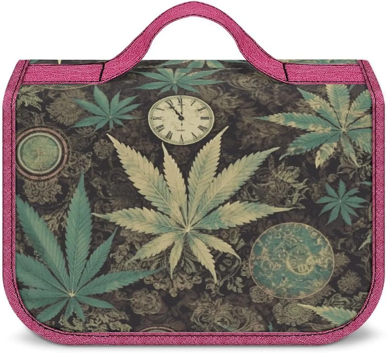 A Puff in Time Weed Marijuana Travel Toiletry Bag for Women,Hanging Toiletry Organizer with Hook, Makeup Bag Travel Organizer for Shampoo,Toiletriesl
