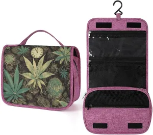 A Puff in Time Weed Marijuana Travel Toiletry Bag for Women,Hanging Toiletry Organizer with Hook, Makeup Bag Travel Organizer for Shampoo,Toiletriesl