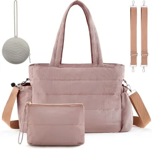 Abbylike Diaper Bag Tote Large Lightweight Multifunction Baby Diaper Bag with Zipper Bag Silicone Pacifier Case Khaki Crossbody Hospital Bag with 3 Shoulder Straps for Different Occasions