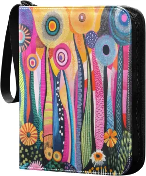 Abstract Colorful Card Binder 4-Pocket, 400 Pockets Trading Cards Holder Games Card Albums Storage Organizer Case for Football, Baseball Cards