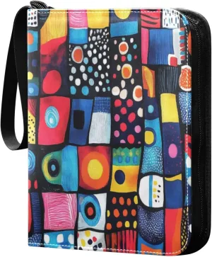 Abstract Colorful Card Binder 4-Pocket, 400 Pockets Trading Cards Holder Games Card Albums Storage Organizer Case for Football, Baseball Cards