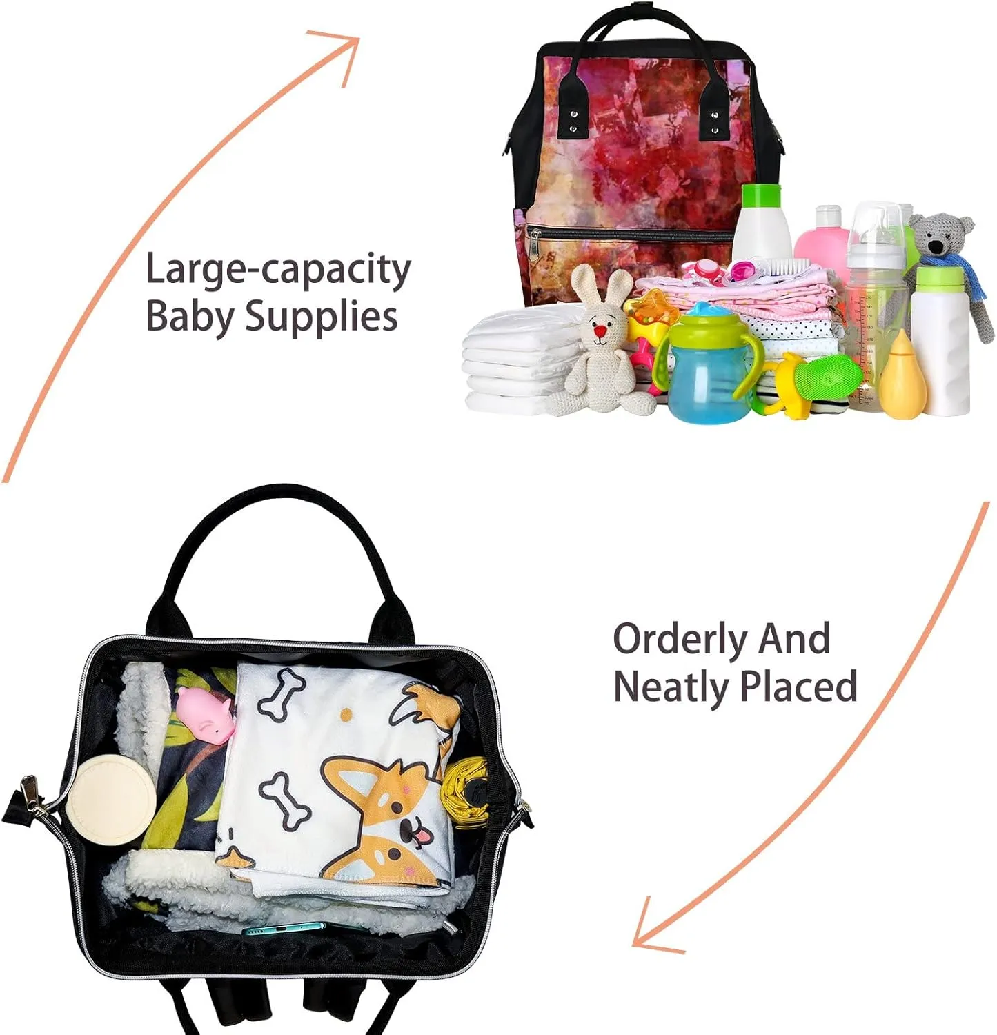 Abstract Painting Mixed Media Grunge Diaper Bag Backpack, waterproof backpack Baby Nappy Changing Bags Laptop Backpack for Travel, Large Capacity, Durable and Stylish for Woman and Men.