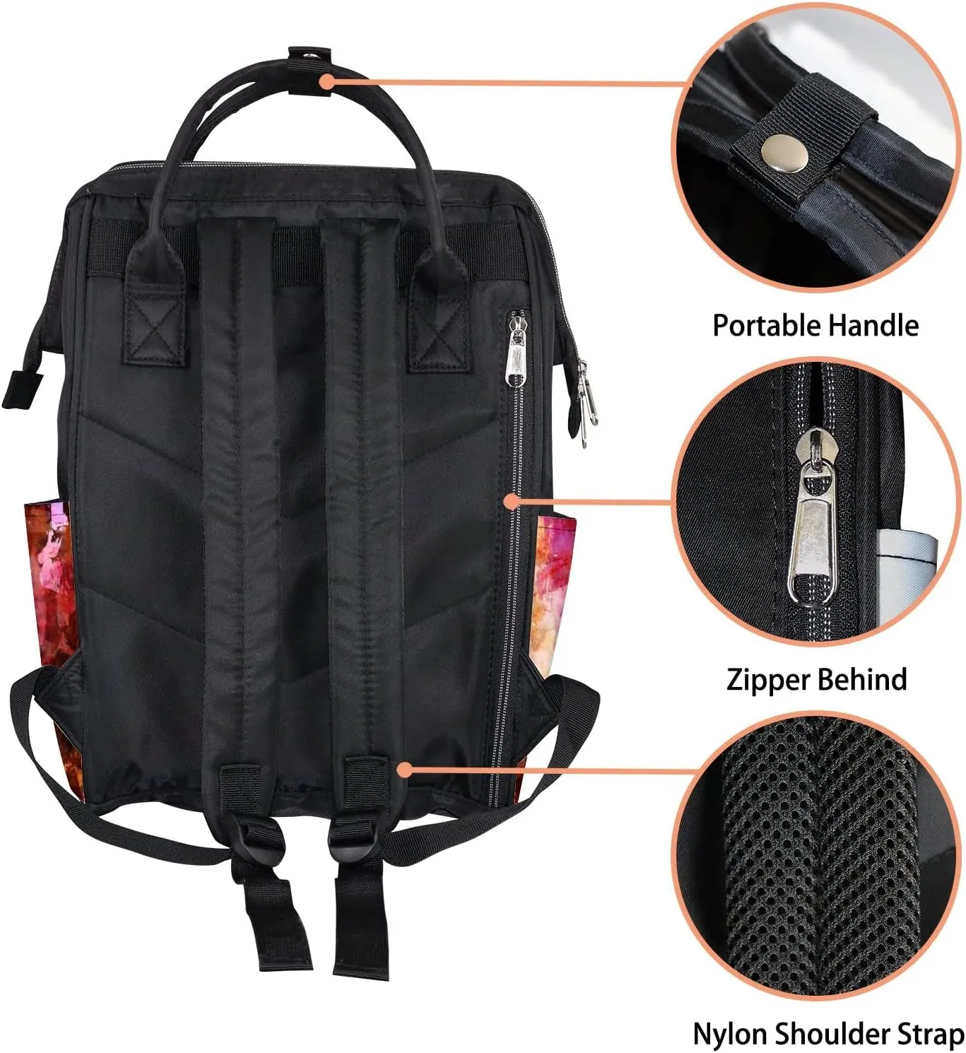 Abstract Painting Mixed Media Grunge Diaper Bag Backpack, waterproof backpack Baby Nappy Changing Bags Laptop Backpack for Travel, Large Capacity, Durable and Stylish for Woman and Men.
