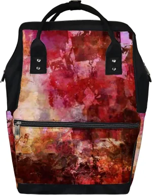 Abstract Painting Mixed Media Grunge Diaper Bag Backpack, waterproof backpack Baby Nappy Changing Bags Laptop Backpack for Travel, Large Capacity, Durable and Stylish for Woman and Men.