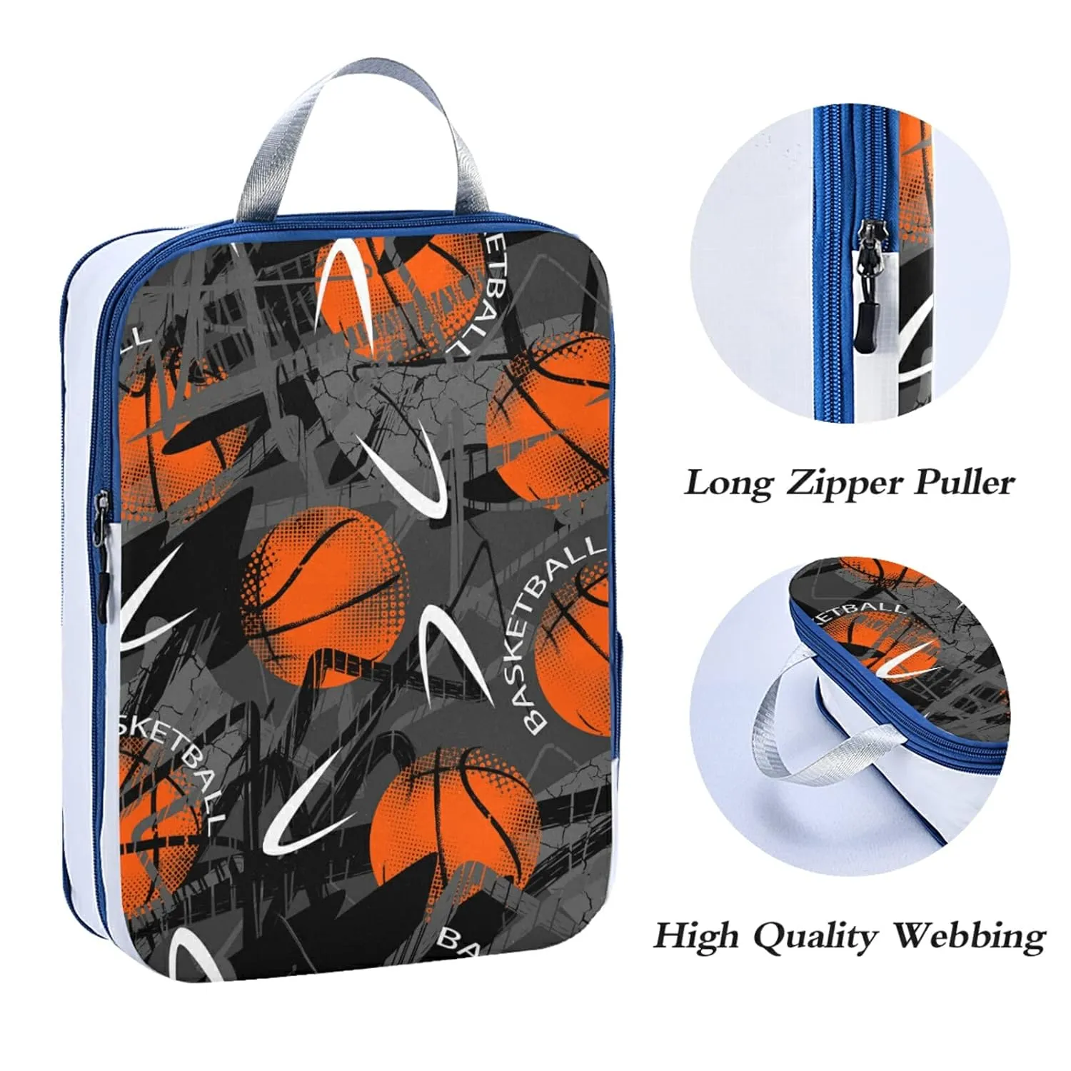 Abstract Seamless Grunge Basketball Urban Style Abstract Paint 3 Piece set Cubes Expandable Adjustable Luggage Packing Bags, Ultralight Organizer Accessories Travel Suitcase Compressible Bags
